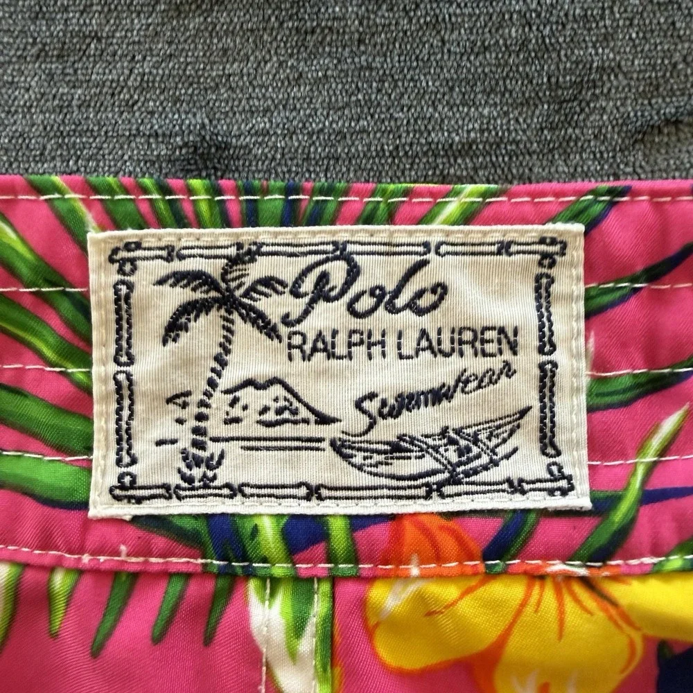 VTG Polo Ralph Lauren Board Shorts Mens 36x10 Multicolor Tropical Swim Trunks